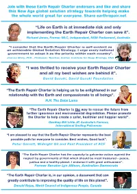 “Life on Earth Is at Immediate Risk and Only Implementing the Earth Repair Charter Can Save It”