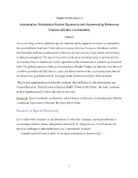 Relativistic Rocket Dynamics and Accelerating Reference Frames (Rindler Coordinates)