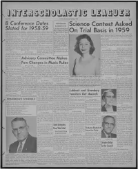 Science Contest Asked on Trial Basis in 1959