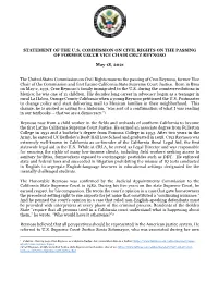 USCCR Statement on the Passing of Cruz Reynoso