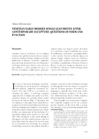 Venetian Early Modern Single-Leaf Prints After Contemporary Sculpture: Questions of Form and Function