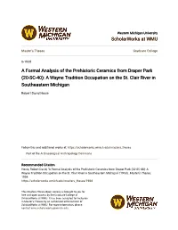 A Formal Analysis of the Prehistoric Ceramics from Draper Park (20-SC-40): a Wayne Tradition Occupation on the St
