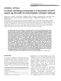 A Robust Nitrifying Community in a Bioreactor at 50&Thinsp;&Deg;C Opens up the Path for Thermophilic Nitrogen Removal