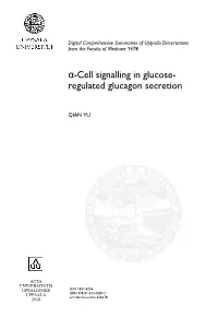 Α-Cell Signalling in Glucose- Regulated Glucagon Secretion