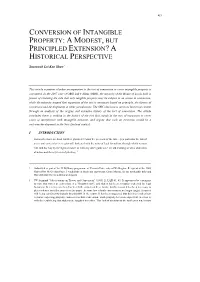 Conversion of Intangible Property: a Modest, but Principled Extension? a Historical Perspective