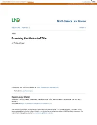 Examining the Abstract of Title
