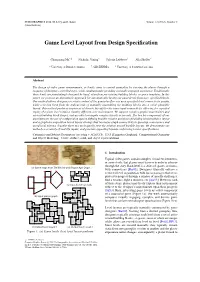 Game Level Layout from Design Specification