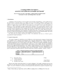 Genericity and Definiteness in English and Spanish*