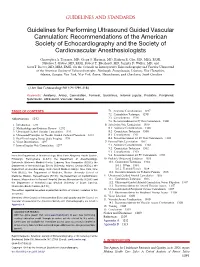 Guidelines for Performing Ultrasound Guided Vascular Cannulation