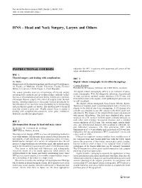 HNS - Head and Neck Surgery, Larynx and Others