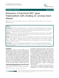 Interaction of Functional NPC1 Gene Polymorphism with Smoking On