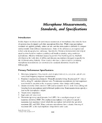 Microphone Measurements, Standards, and Specifications