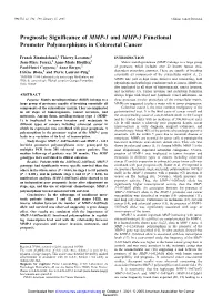 Prognostic Significance of MMP-1 and MMP-3 Functional Promoter Polymorphisms in Colorectal Cancer