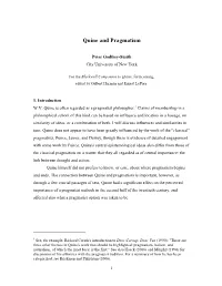 Quine and Pragmatism