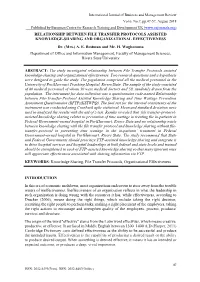 RELATIONSHIP BETWEEN FILE TRANSFER PROTOCOLS ASSISTED KNOWLEDGE-SHARING and ORGANIZATIONAL EFFECTIVENESS Dr