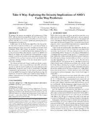 Take a Way: Exploring the Security Implications of AMD's Cache Way