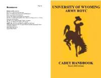 University of Wyoming Army Rotc Cadet Handbook