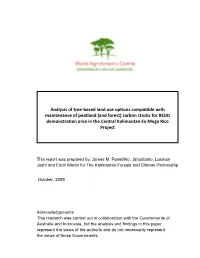 Analysis of Tree-Based Land Use Options Compatible with Maintenance of Peatland (And Forest) Carbon Stocks for REDD Demonstratio