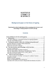 Background Paper on the Future of Ageing
