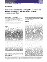 Coral Microbiome Database: Integration of Sequences Reveals High Diversity and Relatedness of Coral- Associated Microbes
