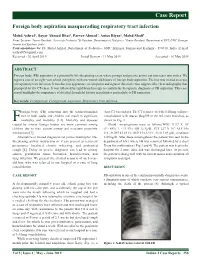 Foreign Body Aspiration Masquerading Respiratory Tract Infection