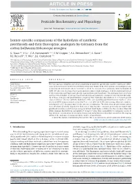 Isomer-Specific Comparisons of the Hydrolysis of Synthetic Pyrethroids and Their Fluorogenic Analogues by Esterases from The