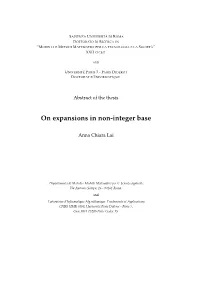 On Expansions in Non-Integer Base
