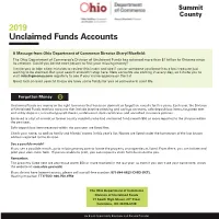 2019 Unclaimed Funds Accounts