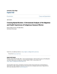 A Dimensional Analysis of the Migration and Health Experiences of Indigenous Oaxacan Women