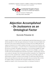 Abjection Accomplished - on Jouissance As an Ontological Factor