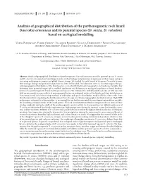 Analysis of Geographical Distribution of the Parthenogenetic Rock Lizard Darevskia Armeniaca and Its Parental Species (D