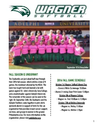 Fall Season Is Underway! 2016 Fall Game Schedule