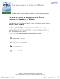 Genetic Diversity of Honeybees in Different Geographical Regions of Siberia
