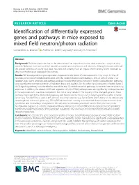 Identification of Differentially Expressed Genes and Pathways in Mice Exposed to Mixed Field Neutron/Photon Radiation Constantinos G