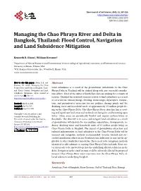 Managing the Chao Phraya River and Delta in Bangkok, Thailand: Flood Control, Navigation and Land Subsidence Mitigation