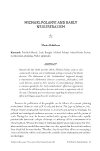 Michael Polanyi and Early Neoliberalism
