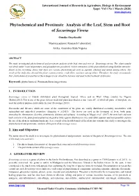 Phytochemical and Proximate Analysis of the Leaf, Stem and Root of Securinega Virosa