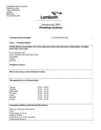 Premises Licence