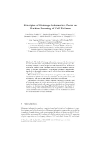 Principles of Bioimage Informatics: Focus on Machine Learning of Cell Patterns