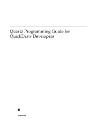 Quartz Programming Guide for Quickdraw Developers