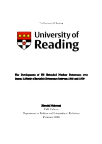 The Development of US Extended Nuclear Deterrence Over Japan: a Study of Invisible Deterrence Between 1945 and 1970