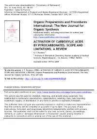 Activation of Carboxylic Acids by Pyrocarbonates
