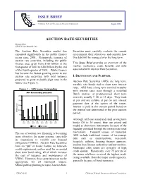 Auction Rate Securities Issue Brief