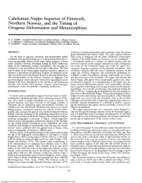 Caledonian Nappe Sequence of Finnmark, Northern Norway, and the Timing of Orogenic Deformation and Metamorphism