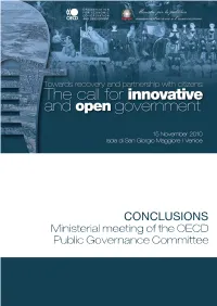 CONCLUSIONS Ministerial Meeting of the OECD Public Governance Committee