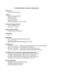 Curriculum Vitae of Andrew S. Tanenbaum Full Name Address