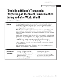 “Don't Be a Dilbert”: Transmedia Storytelling As Technical