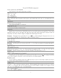 Second 340 Matlab Assignment Vector Operations