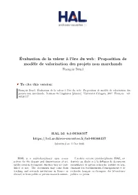 Évaluation De La Valeur À L'ère Du Web: Proposition De Modèle De Valorisation Des Projets Non Marchands