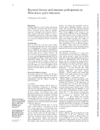 Bacterial Factors and Immune Pathogenesis in Helicobacter Pylori Infection